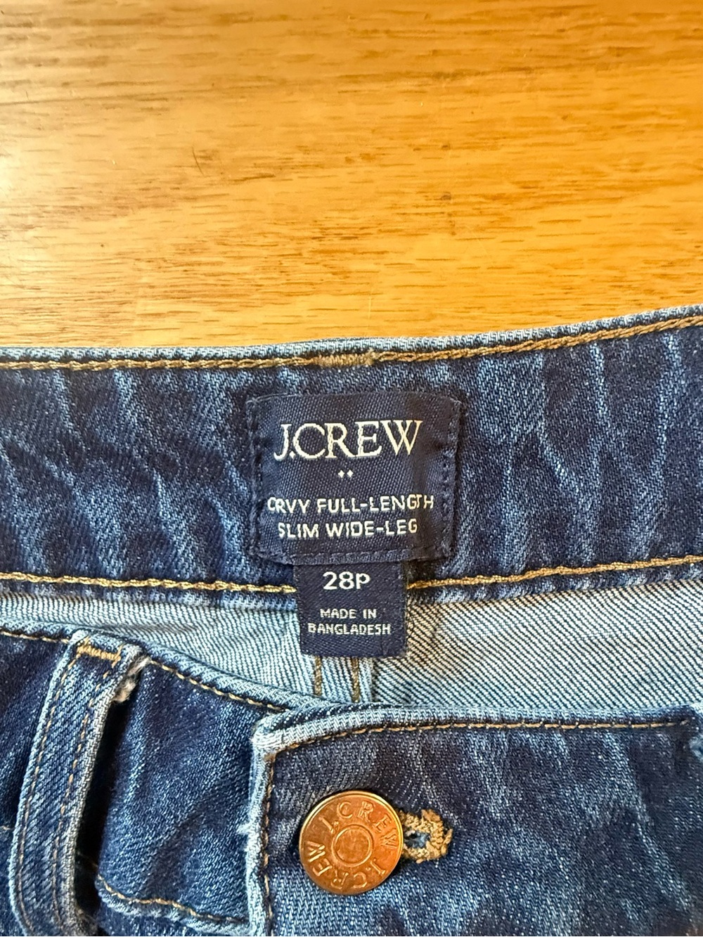 J.Crew Curvy Denim Wide Leg Jeans Dark Indigo Wide Leg High Rise Size 28P - Picture 2 of 10